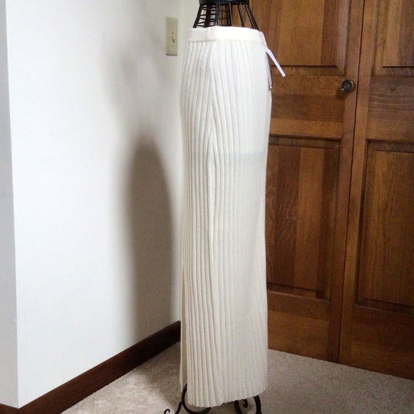 Grey/Ven The Hutton cashmere Blend Ribbed Midi Skirt, Natural, XL, New With Tags - Picture 6 of 10